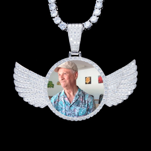 925S & VVS Moissanite 3D Wing Custom Picture Pendant