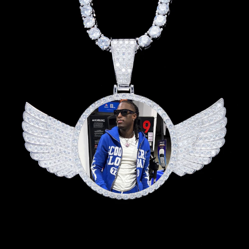 925S & VVS Moissanite 3D Wing Custom Picture Pendant