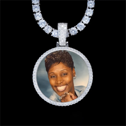 925S & VVS Moissanite 3D Circle Custom Picture Pendant