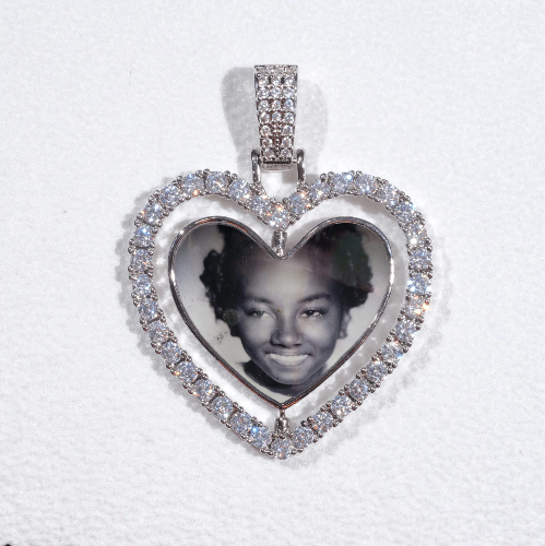 3D Spinning 2-Faced Heart Custom Picture Pendant
