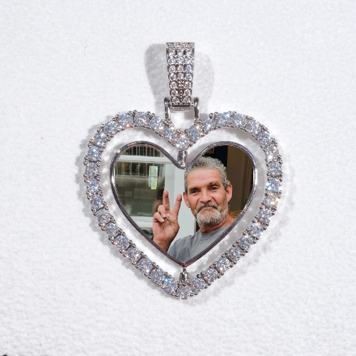 3D Spinning 2-Faced Heart Custom Picture Pendant