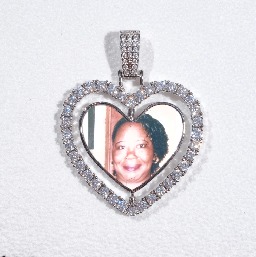 3D Spinning 2-Faced Heart Custom Picture Pendant
