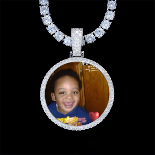 925S & VVS Moissanite 3D Circle Custom Picture Pendant
