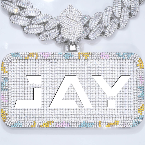 CUSTOM LETTER NECKLACE 3D COLORFUL SQUARE