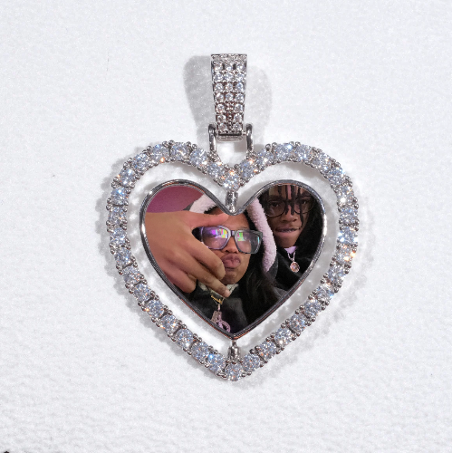 3D Spinning 2-Faced Heart Custom Picture Pendant