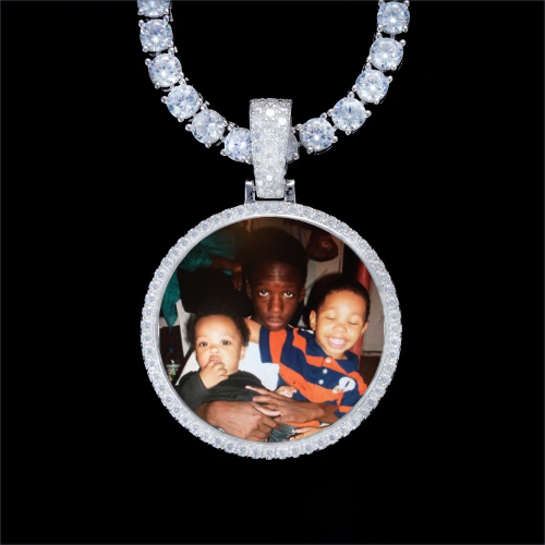 925S & VVS Moissanite 3D Circle Custom Picture Pendant