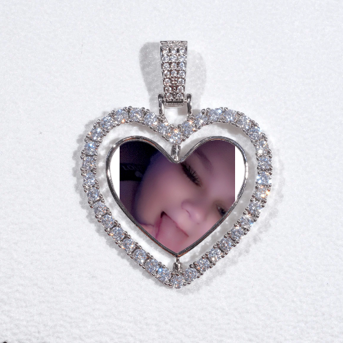 3D Spinning 2-Faced Heart Custom Picture Pendant