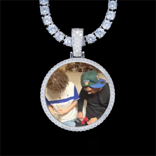 925S & VVS Moissanite 3D Circle Custom Picture Pendant
