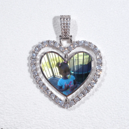 3D Spinning 2-Faced Heart Custom Picture Pendant