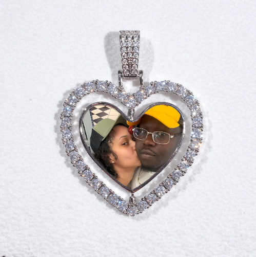 3D Spinning 2-Faced Heart Custom Picture Pendant