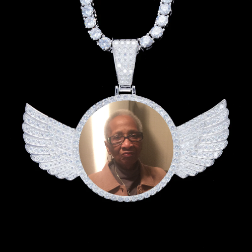 925S & VVS Moissanite 3D Wing Custom Picture Pendant