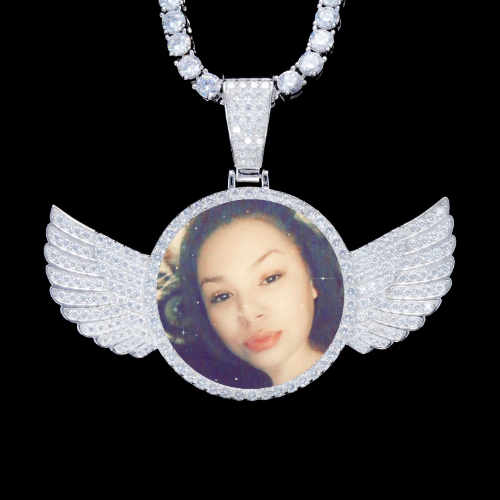 925S & VVS Moissanite 3D Wing Custom Picture Pendant