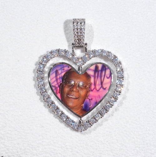 3D Spinning 2-Faced Heart Custom Picture Pendant