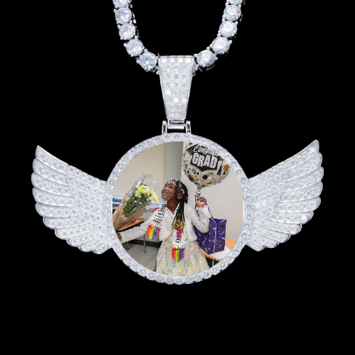 925S & VVS Moissanite 3D Wing Custom Picture Pendant