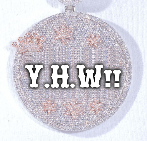 CUSTOM LETTER NECKLACE 3D BIG CROWN DISC