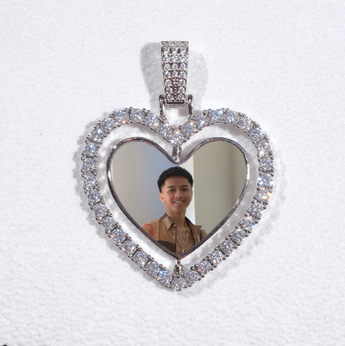 3D Spinning 2-Faced Heart Custom Picture Pendant