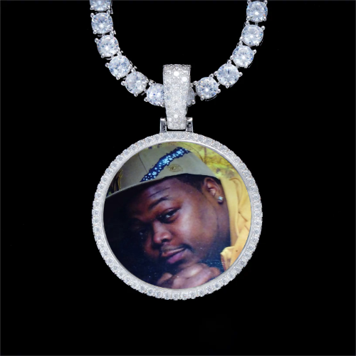 925S & VVS Moissanite 3D Circle Custom Picture Pendant