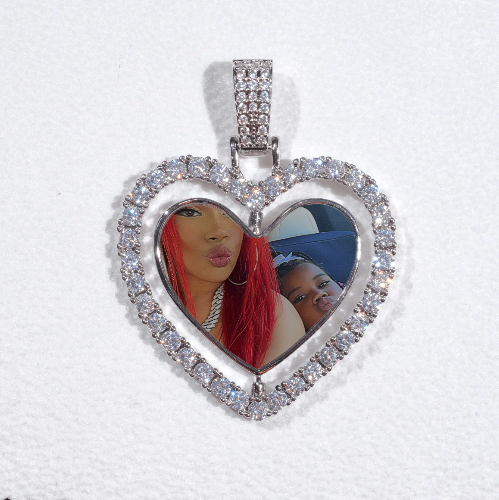 3D Spinning 2-Faced Heart Custom Picture Pendant