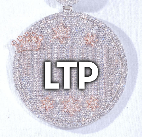 CUSTOM LETTER NECKLACE 3D BIG CROWN DISC