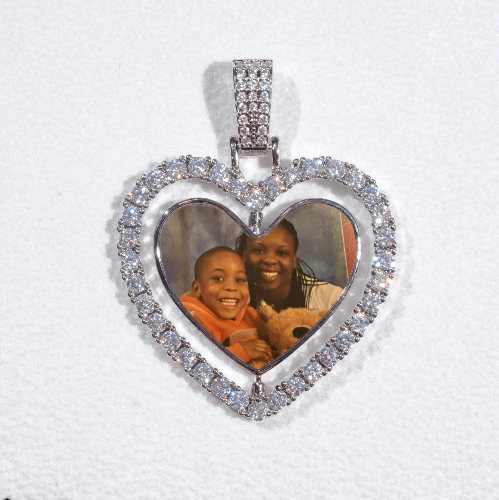 3D Spinning 2-Faced Heart Custom Picture Pendant