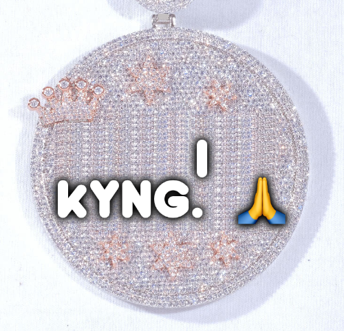 CUSTOM LETTER NECKLACE 3D BIG CROWN DISC