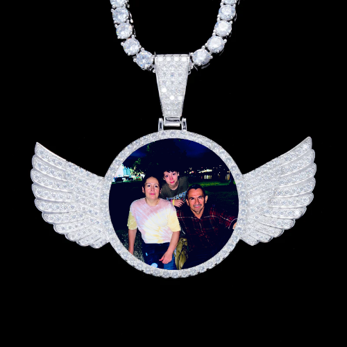 925S & VVS Moissanite 3D Wing Custom Picture Pendant