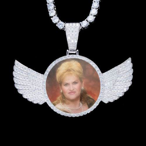925S & VVS Moissanite 3D Wing Custom Picture Pendant