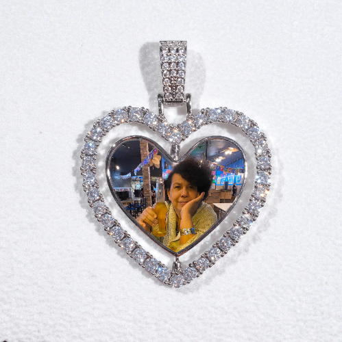 3D Spinning 2-Faced Heart Custom Picture Pendant