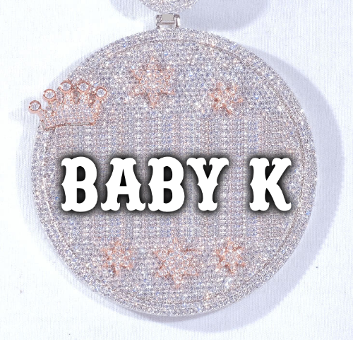 CUSTOM LETTER NECKLACE 3D BIG CROWN DISC