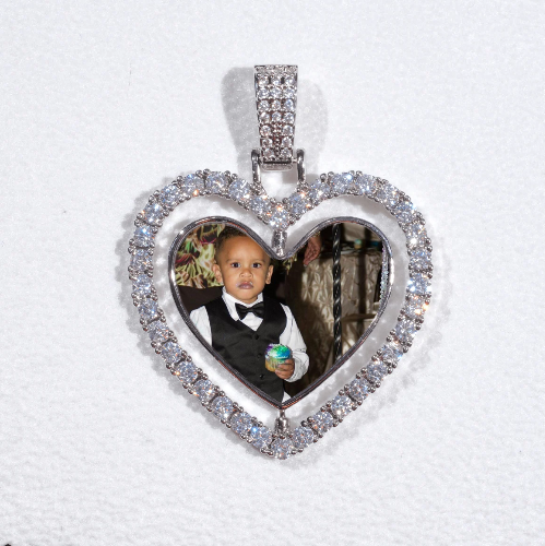 3D Spinning 2-Faced Heart Custom Picture Pendant