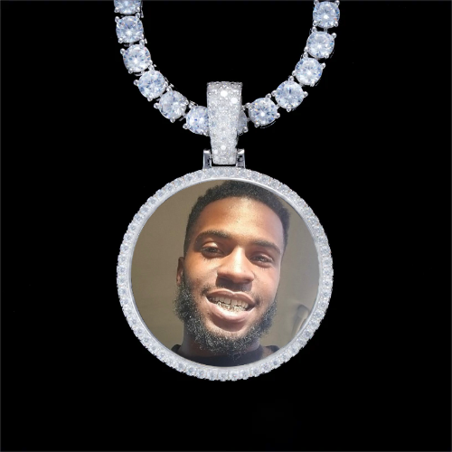 925S & VVS Moissanite 3D Circle Custom Picture Pendant
