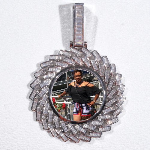 Large 3D Baguette Custom Picture Pendant
