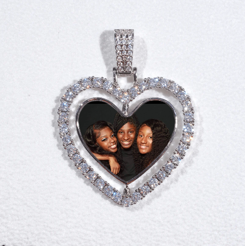 3D Spinning 2-Faced Heart Custom Picture Pendant
