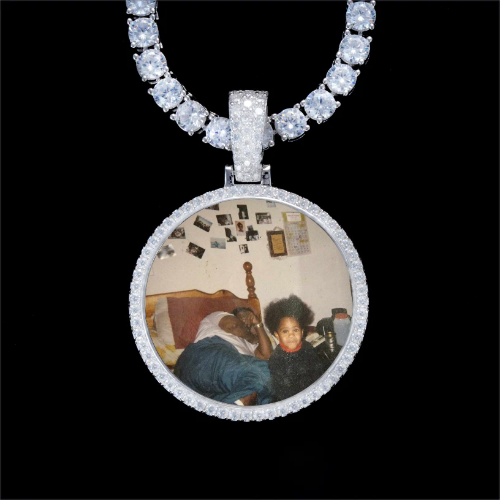 925S & VVS Moissanite 3D Circle Custom Picture Pendant
