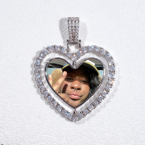 3D Spinning 2-Faced Heart Custom Picture Pendant