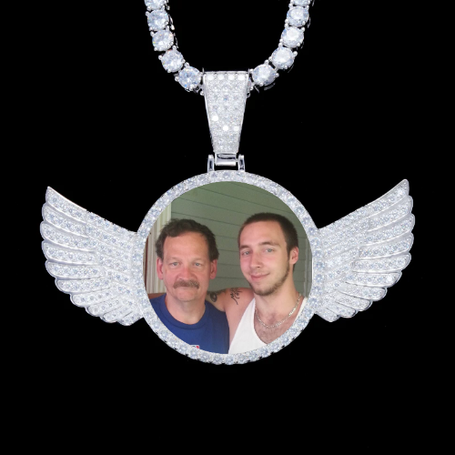 925S & VVS Moissanite 3D Wing Custom Picture Pendant