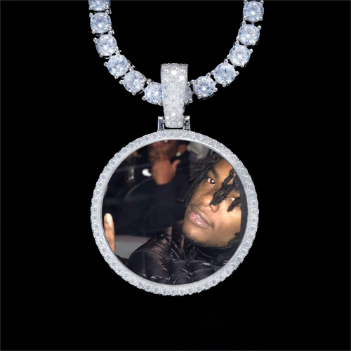 925S & VVS Moissanite 3D Circle Custom Picture Pendant