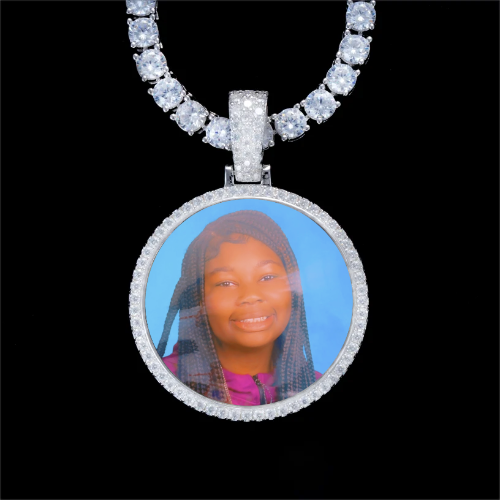 925S & VVS Moissanite 3D Circle Custom Picture Pendant