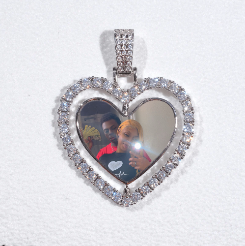 3D Spinning 2-Faced Heart Custom Picture Pendant