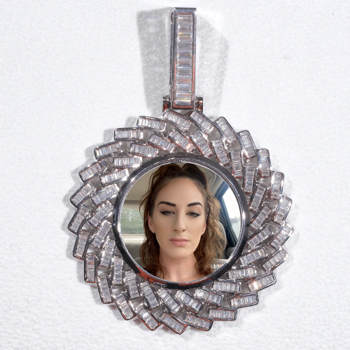 Large 3D Baguette Custom Picture Pendant