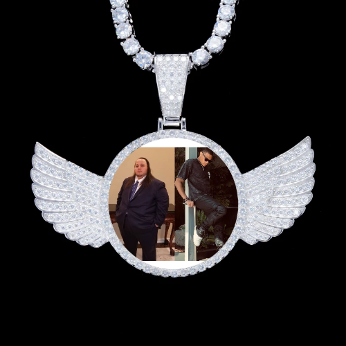 925S & VVS Moissanite 3D Wing Custom Picture Pendant