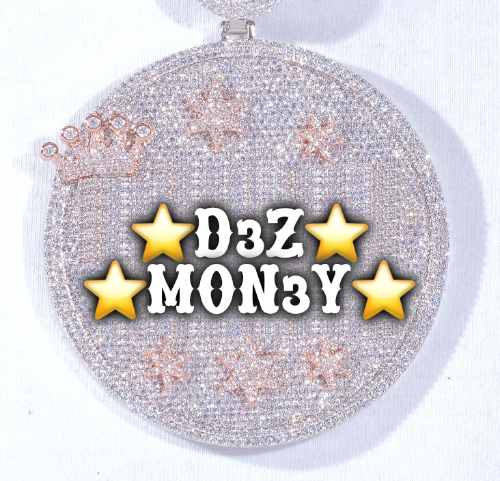 CUSTOM LETTER NECKLACE 3D BIG CROWN DISC
