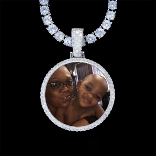925S & VVS Moissanite 3D Circle Custom Picture Pendant