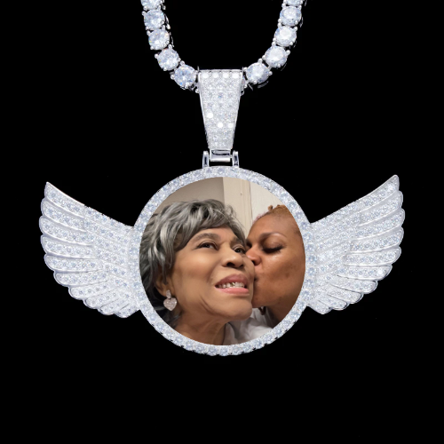 925S & VVS Moissanite 3D Wing Custom Picture Pendant
