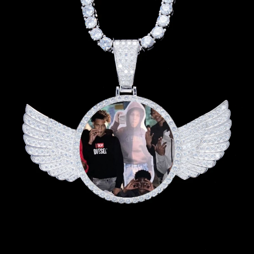 925S & VVS Moissanite 3D Wing Custom Picture Pendant