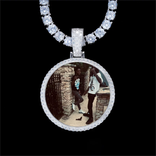 925S & VVS Moissanite 3D Circle Custom Picture Pendant