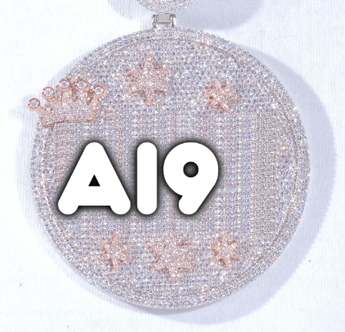 CUSTOM LETTER NECKLACE 3D BIG CROWN DISC