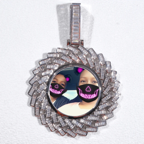 Large 3D Baguette Custom Picture Pendant