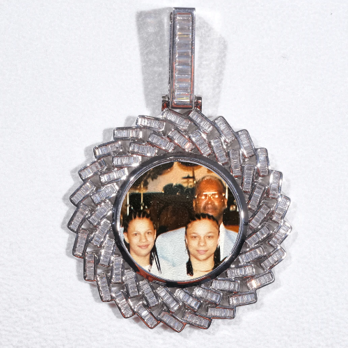Large 3D Baguette Custom Picture Pendant
