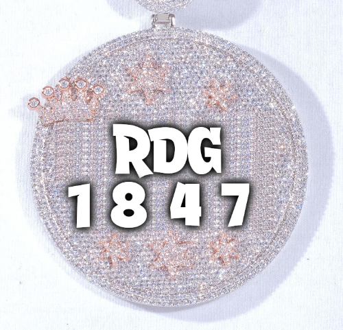 CUSTOM LETTER NECKLACE 3D BIG CROWN DISC